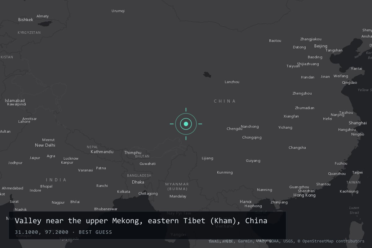Where it happened: Valley near the upper Mekong, eastern Tibet (Kham), China