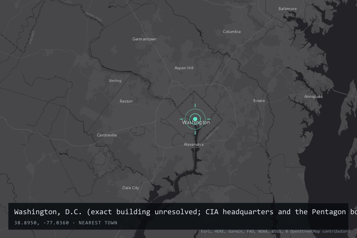 Where it happened: Washington, D.C. (exact building unresolved; CIA headquarters and the Pentagon both claimed), United States