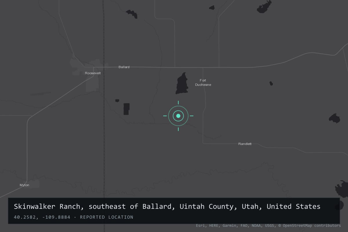 Where it happened: Skinwalker Ranch, southeast of Ballard, Uintah County, Utah, United States