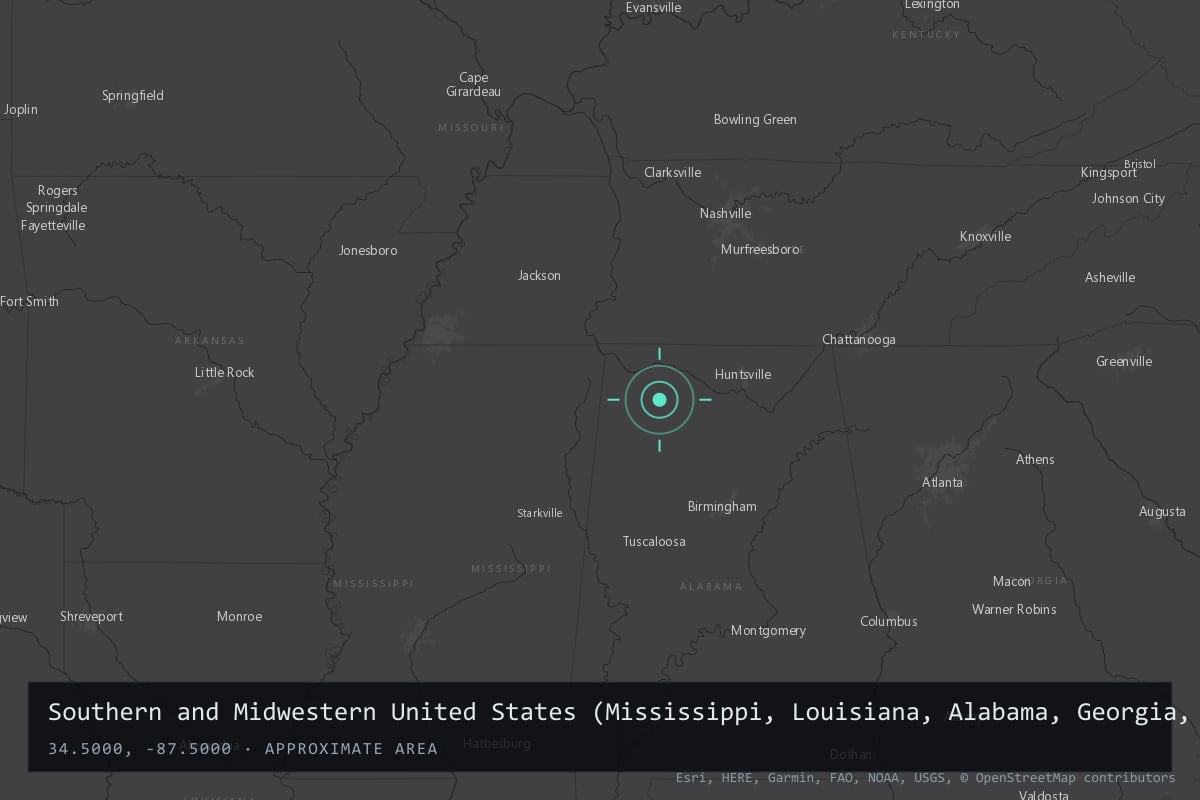 Where it happened: Southern and Midwestern United States (Mississippi, Louisiana, Alabama, Georgia, Tennessee, Ohio, Indiana), United States