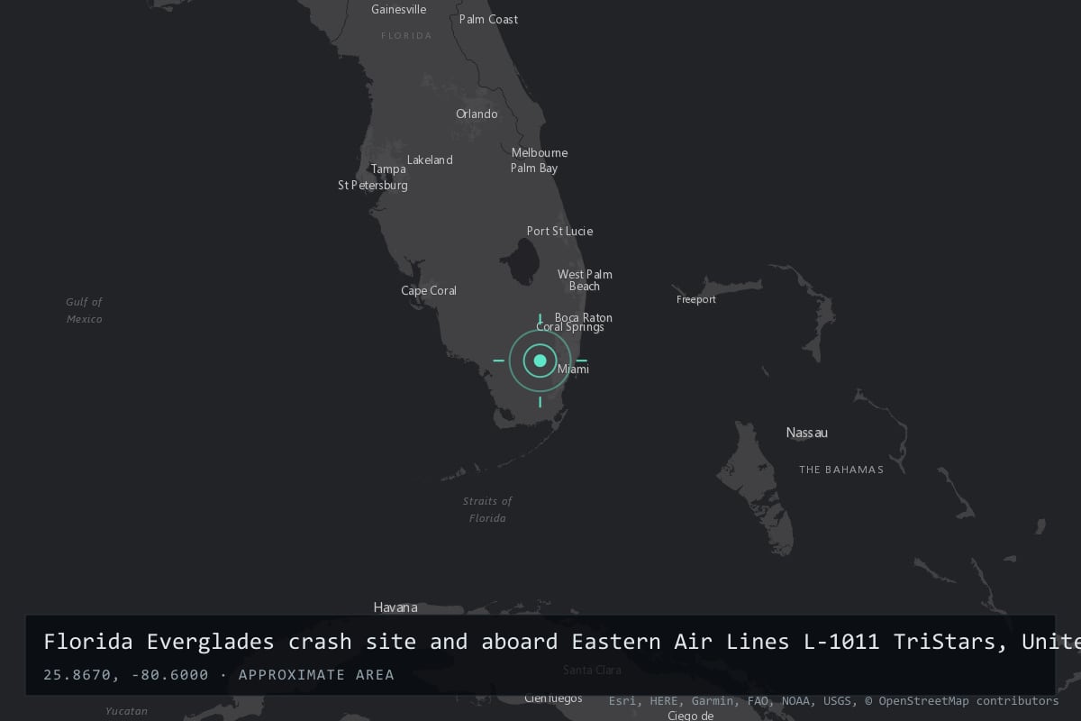 Where it happened: Florida Everglades crash site and aboard Eastern Air Lines L-1011 TriStars, United States