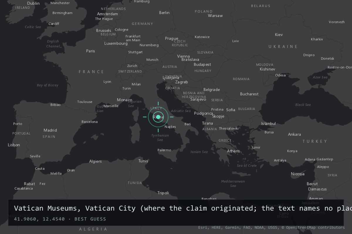 Where it happened: Vatican Museums, Vatican City (where the claim originated; the text names no place), Vatican City