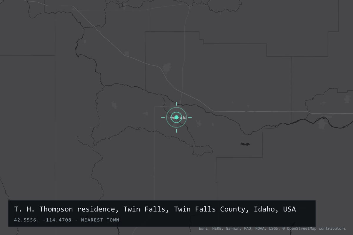 Where it happened: T. H. Thompson residence, Twin Falls, Twin Falls County, Idaho, USA