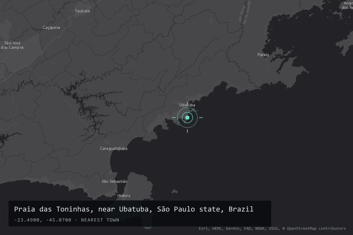 Where it happened: Praia das Toninhas, near Ubatuba, São Paulo state, Brazil