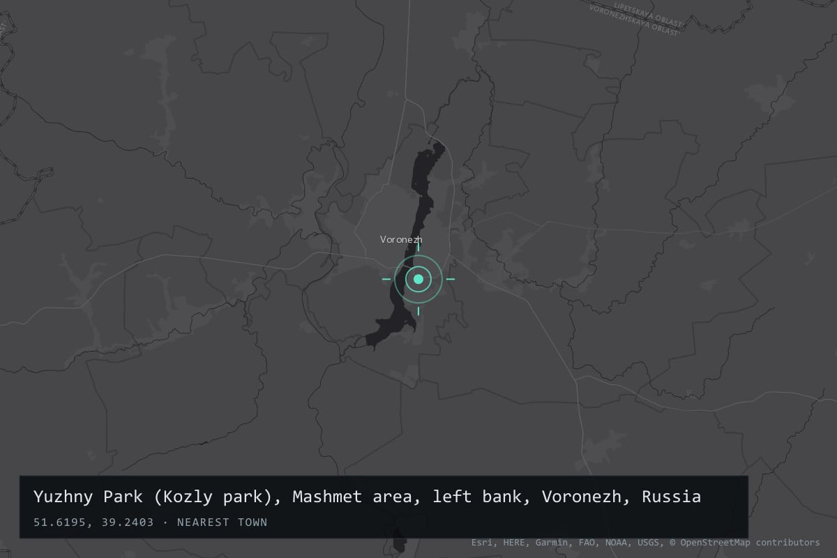 Where it happened: Yuzhny Park (Kozly park), Mashmet area, left bank, Voronezh, Russia
