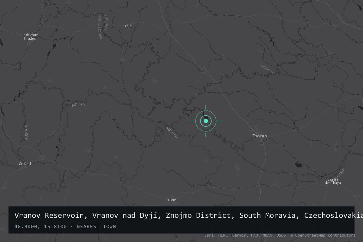 Where it happened: Vranov Reservoir, Vranov nad Dyjí, Znojmo District, South Moravia, Czechoslovakia, Czech Republic