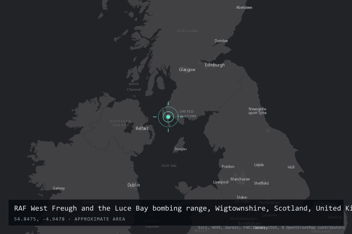 Where it happened: RAF West Freugh and the Luce Bay bombing range, Wigtownshire, Scotland, United Kingdom