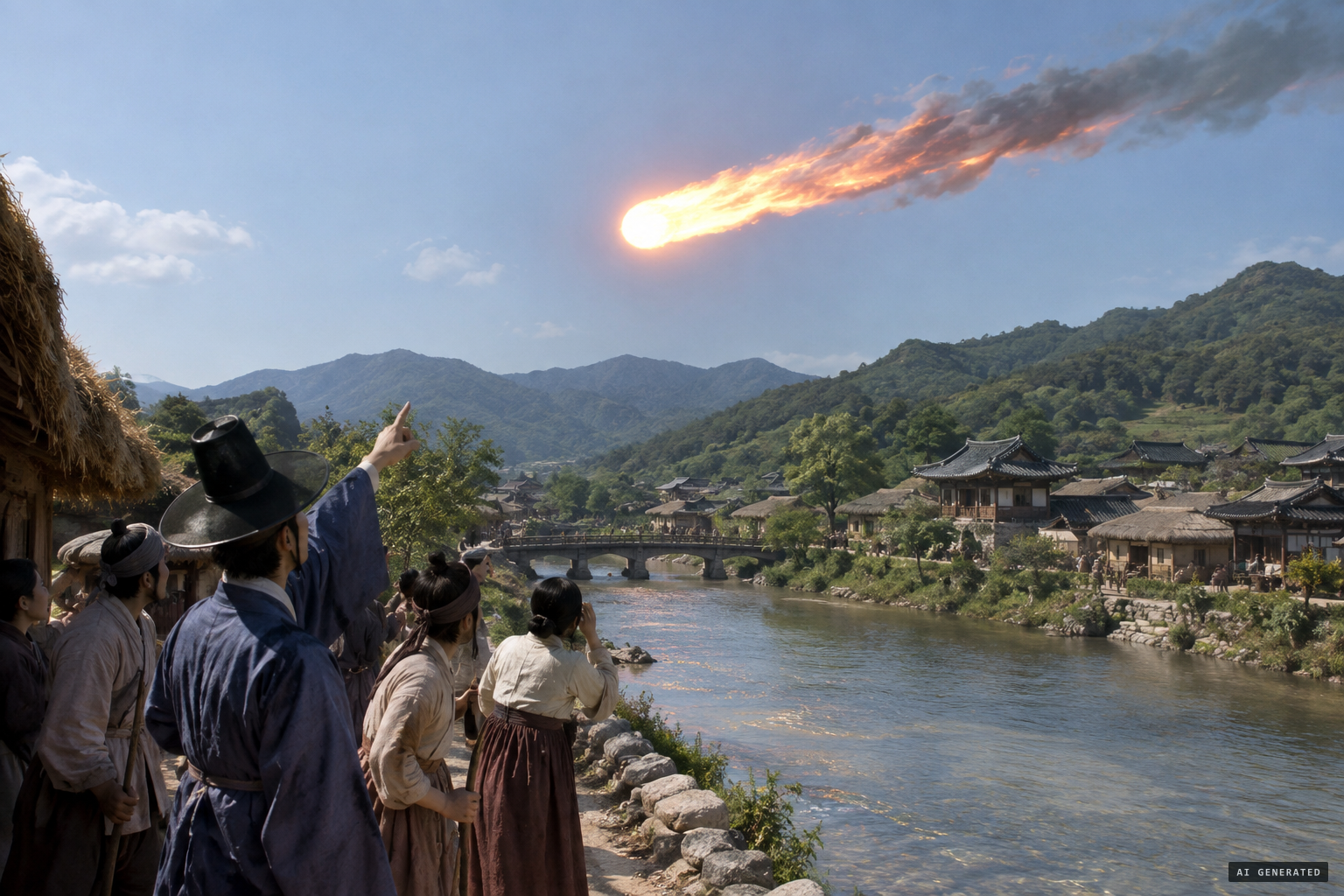 Chuncheon at noon: a basin-shaped fire-light flies north, fast as an arrow