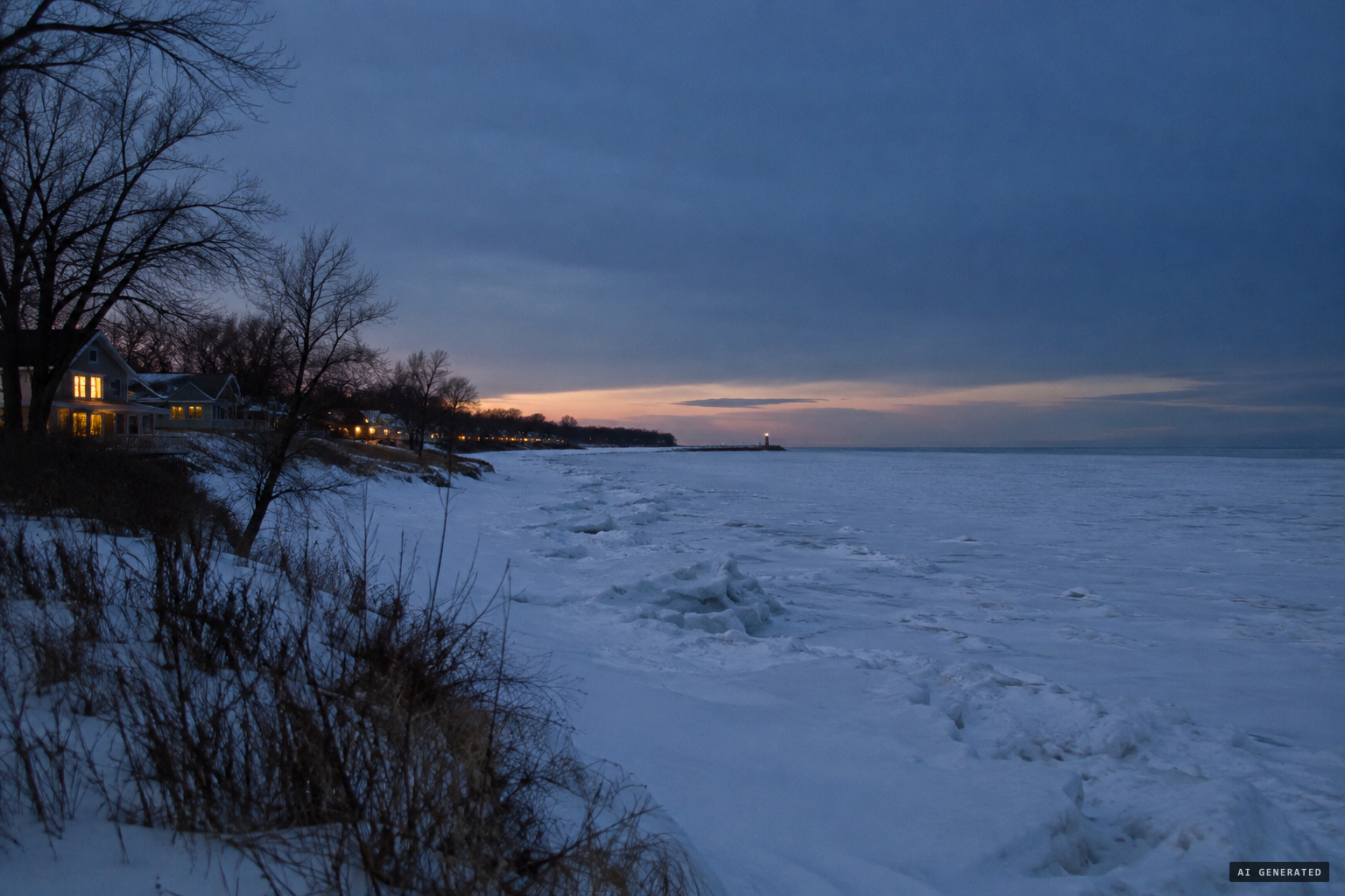 Winter 1994: frozen Lake Michigan along its eastern shore