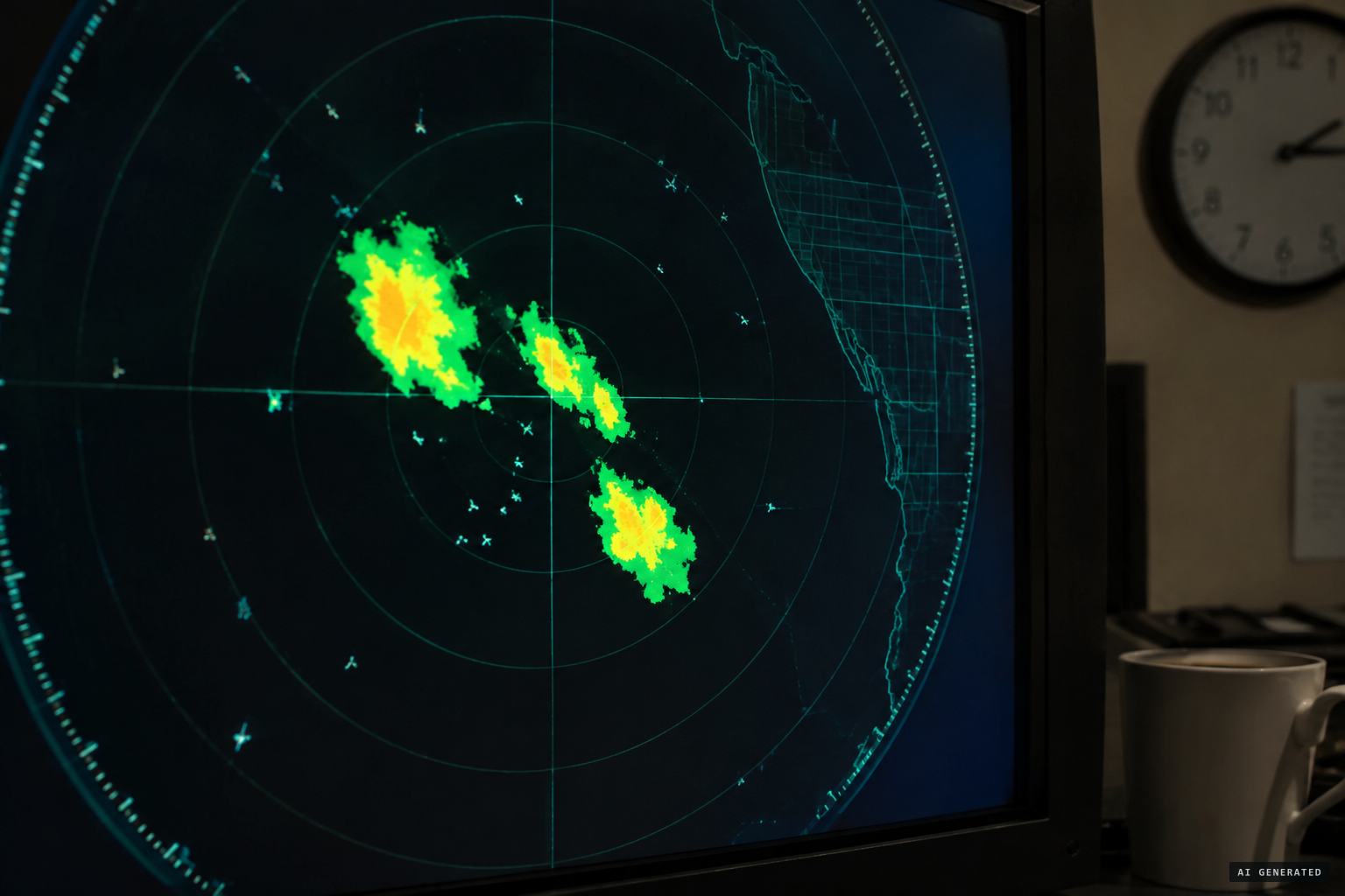 Blips "the size of half a thumbnail" moving toward Chicago until 2 a.m.