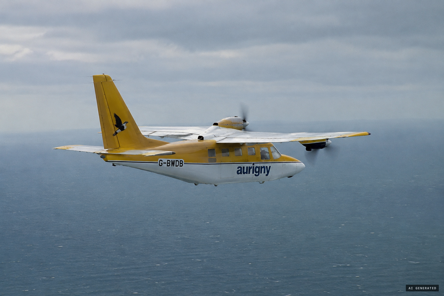 Aurigny 544, a Trislander, cruising at 4,000 feet between overcast and haze