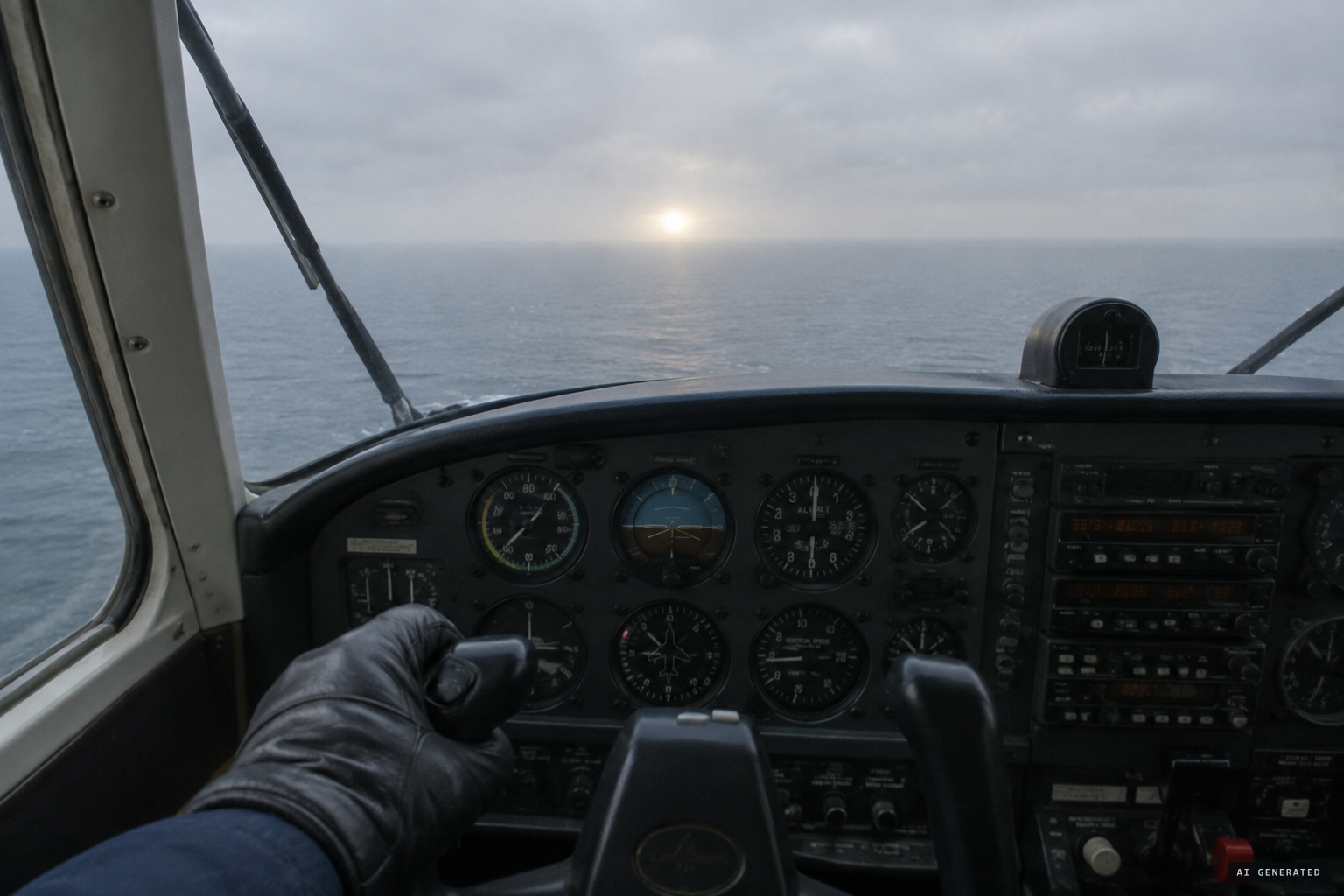 A bright light close to the horizon, almost directly ahead