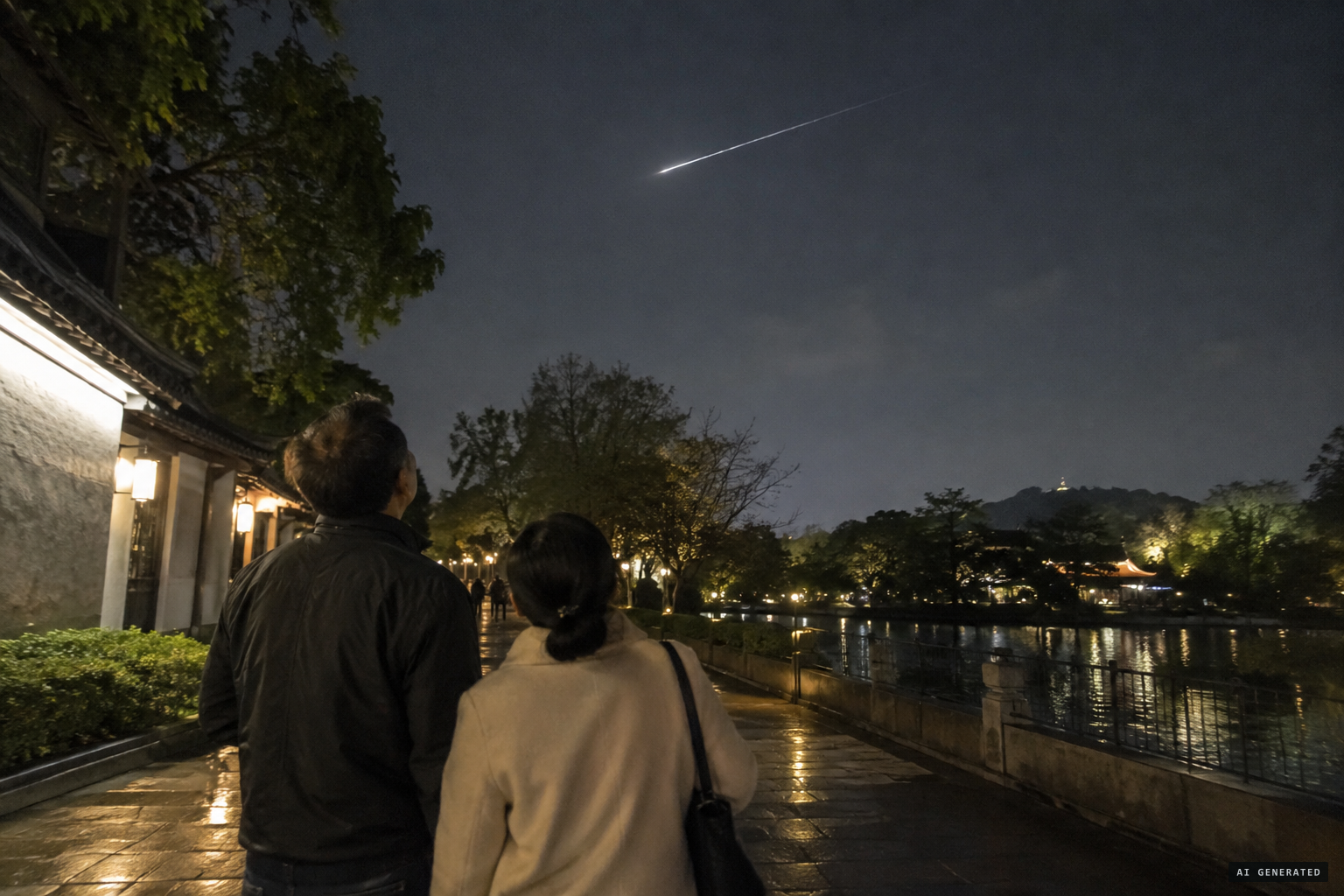 Ma Shijun and his wife see a streak of bright, white light flying across the sky