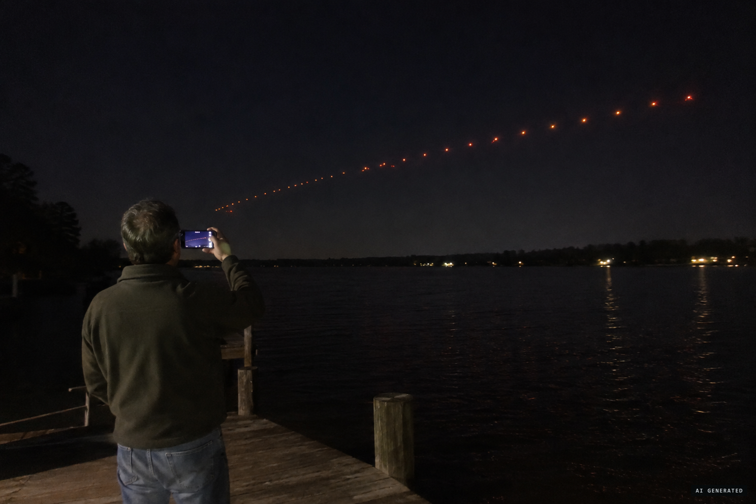 Jonathan Butner films 40-plus flashing lights moving like a conveyor belt