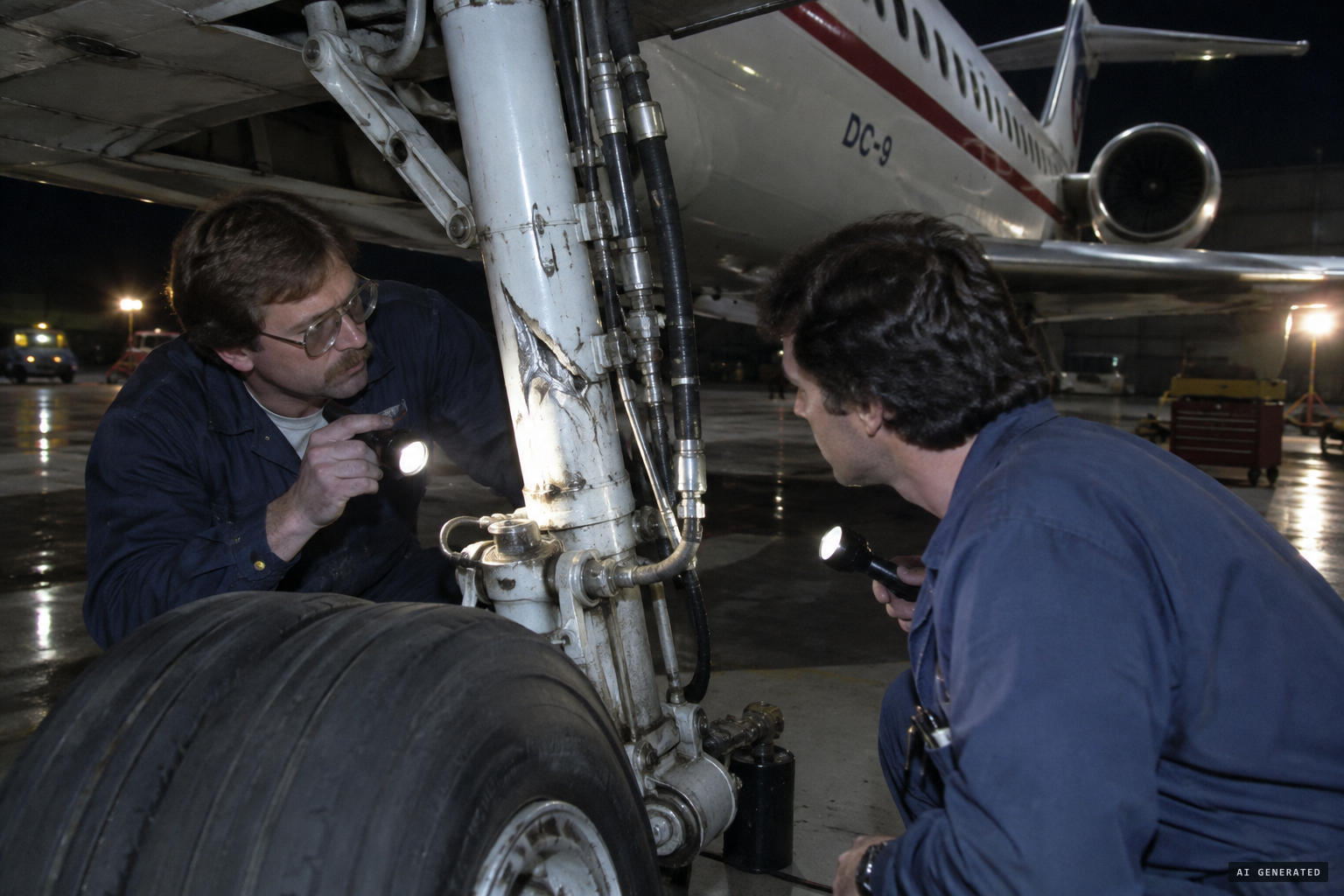 The damage to the landing gear examined