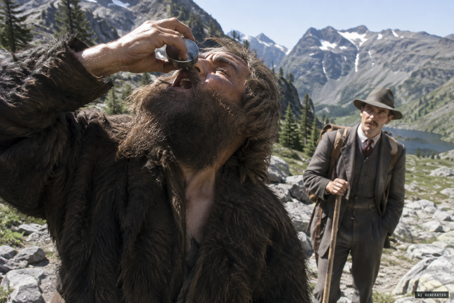 The old man empties Ostman's snuff box in one gulp