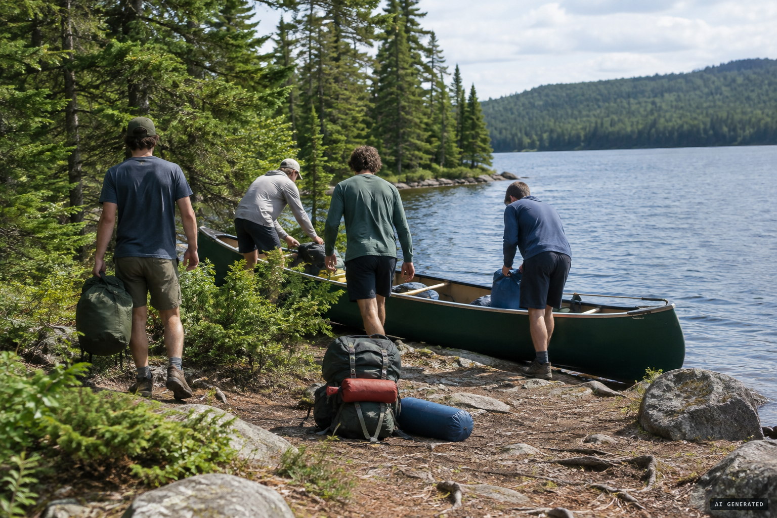 Four friends set out on the Allagash Wilderness Waterway, August 1976