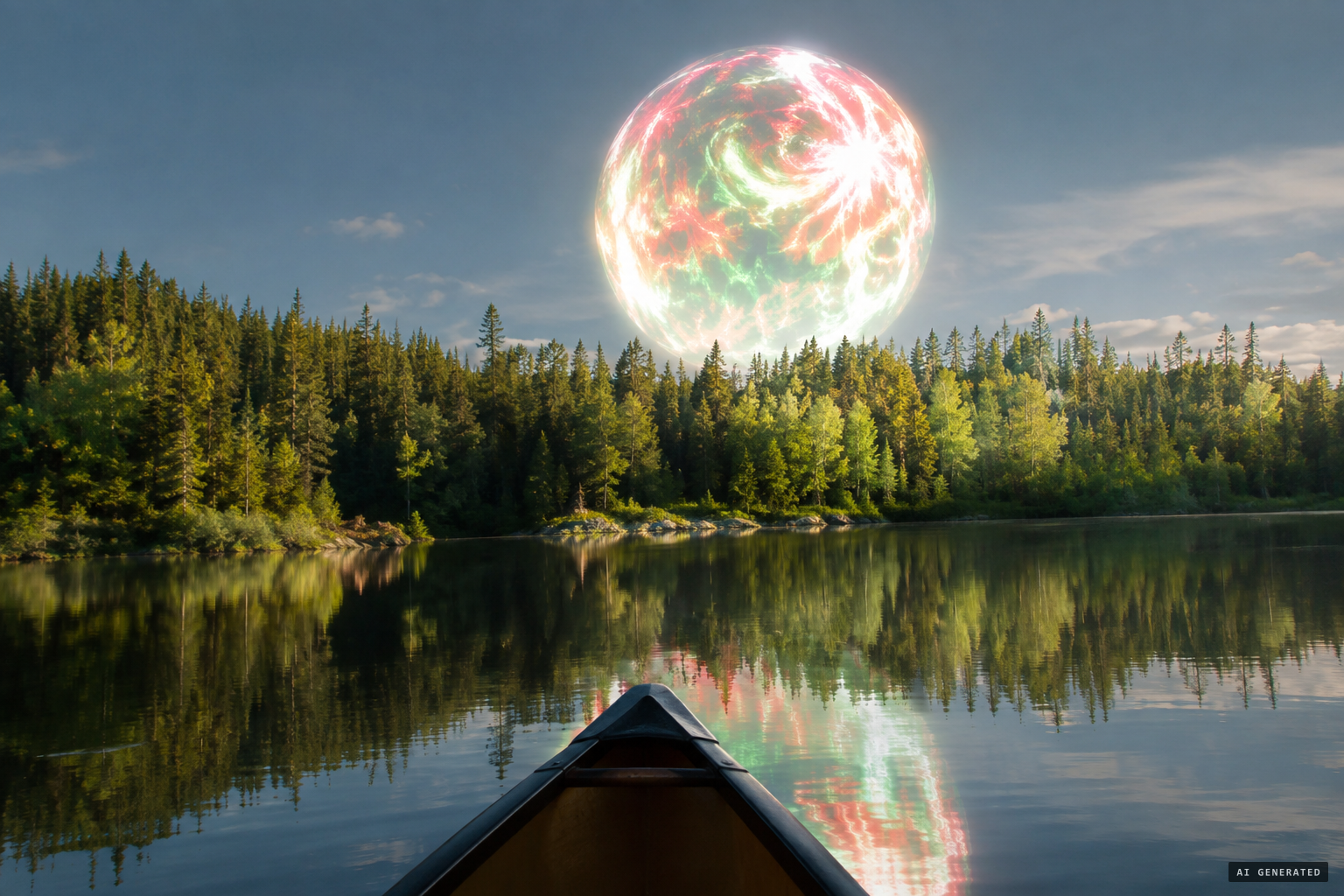 The globe roils like a miniature sun, lighting the treetops like daylight