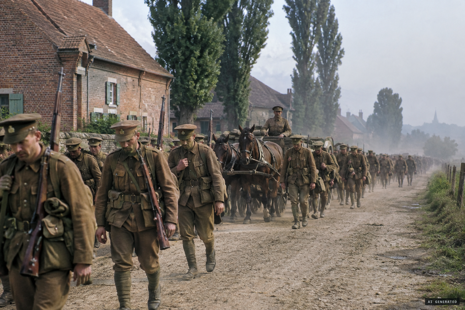 The British Expeditionary Force in retreat from Mons, August 1914