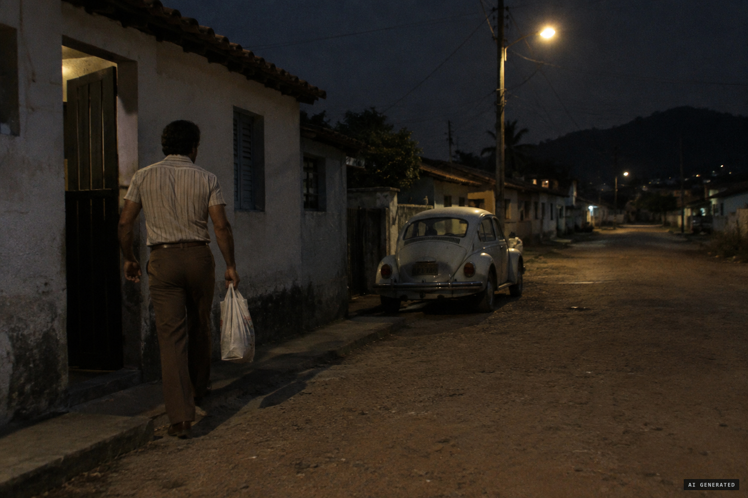 Before dawn on 15 September 1977, bus driver Antônio La Rubia leaves home in Paciência for his shift.