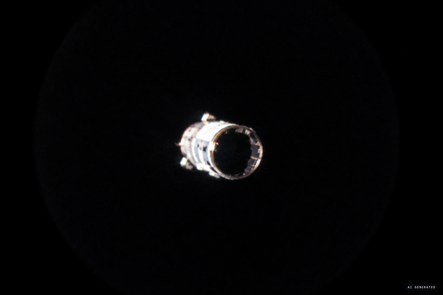 A hollow cylinder, tumbling, seen end-on