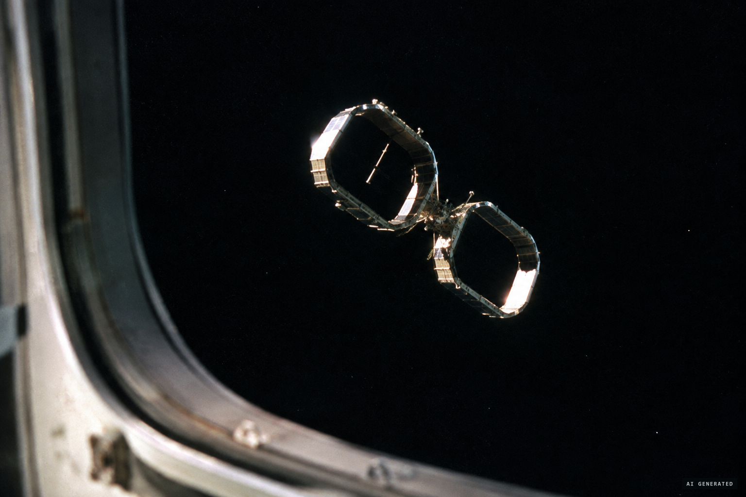 Armstrong's view: two connected rings, like an open suitcase
