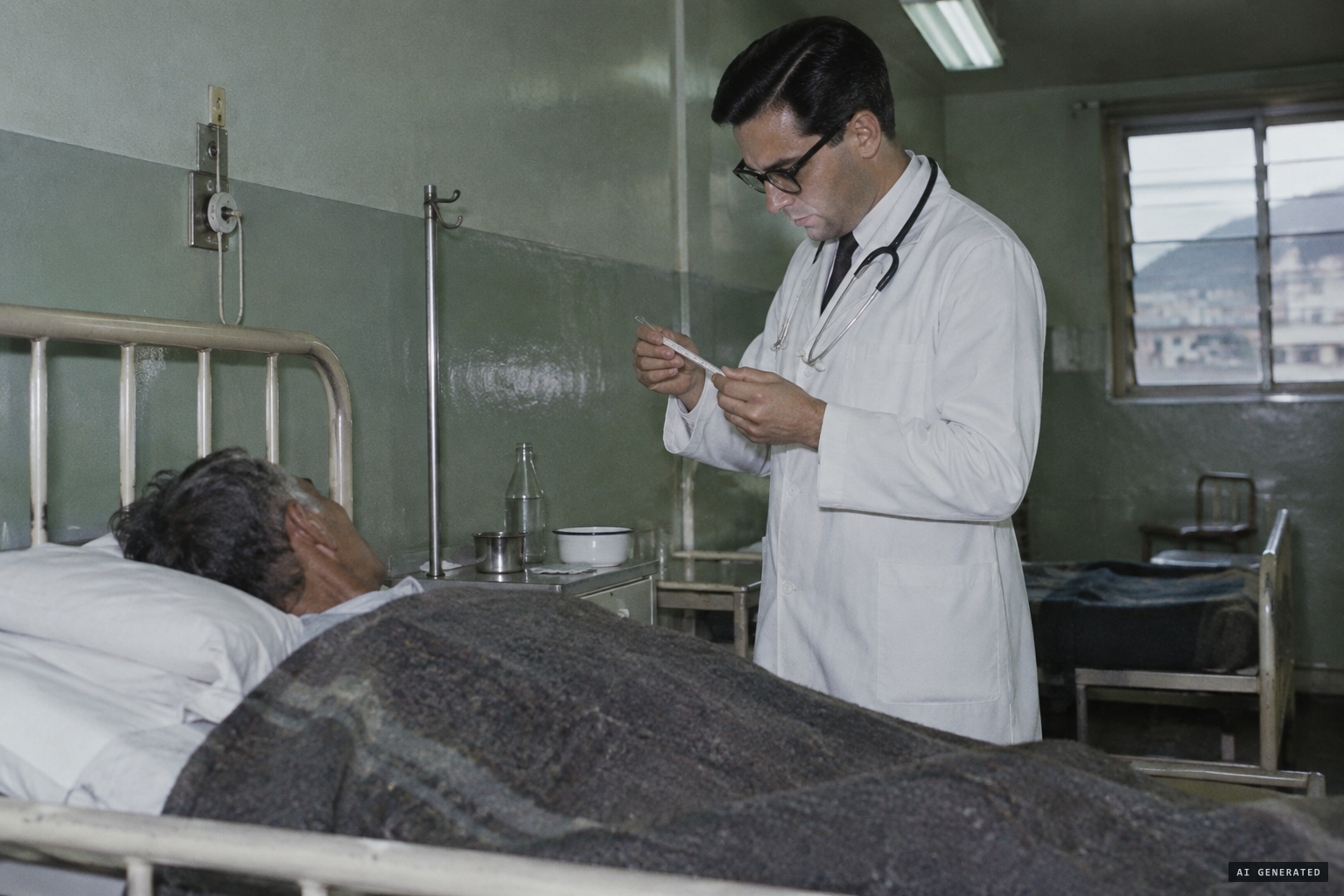 Arcesio, cold and severely dehydrated, in the Seguro Social hospital in Bogotá