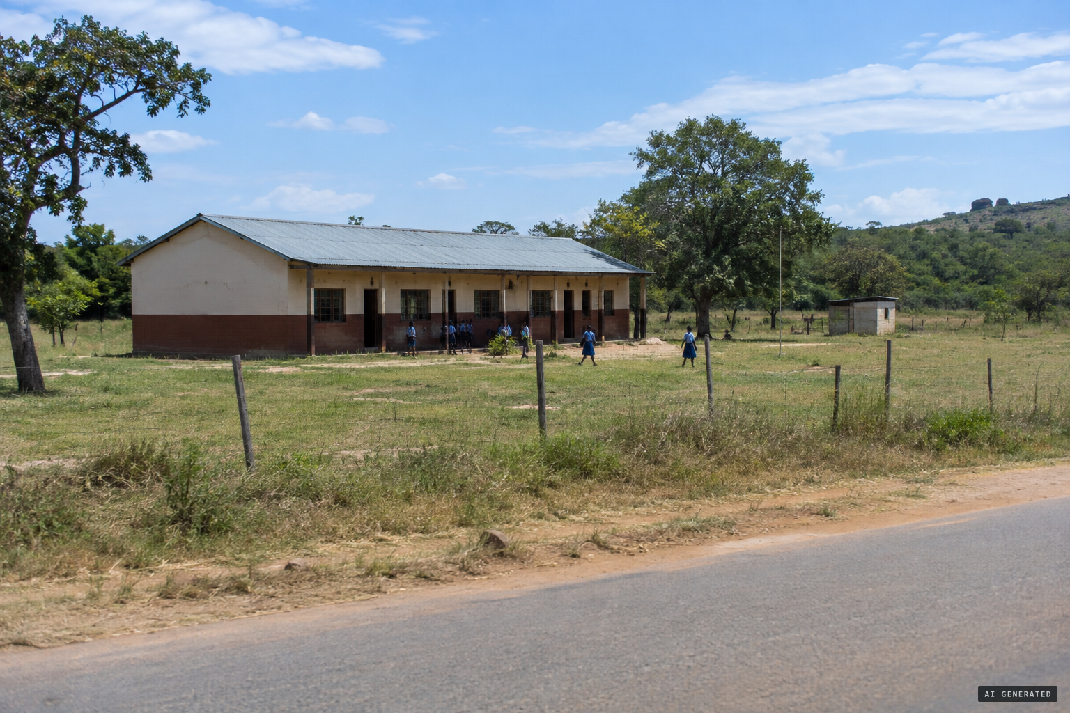 Ariel School on Tarisa Road, Ruwa, with its field running into the bush