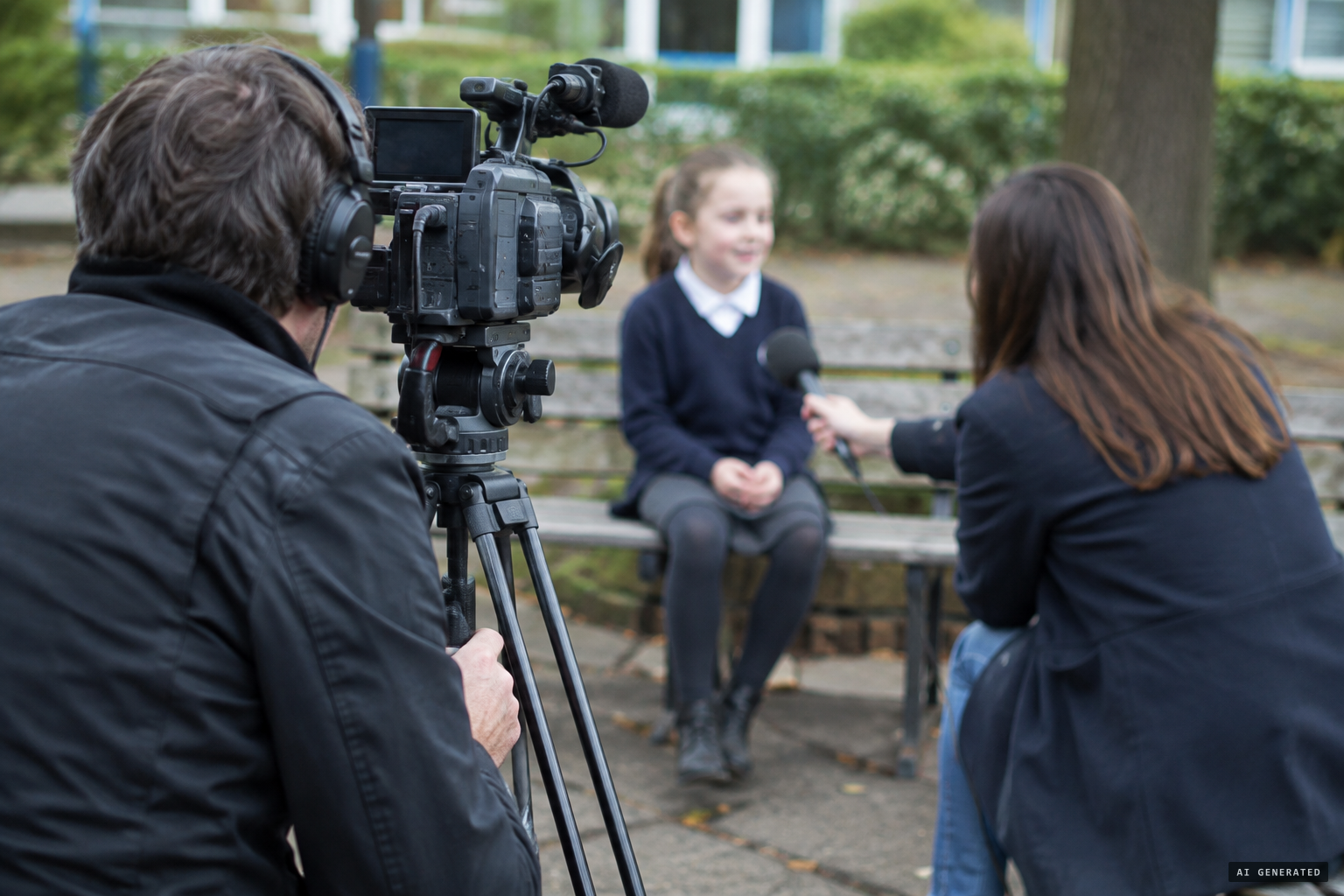 BBC correspondent Tim Leach films interviews with the pupils