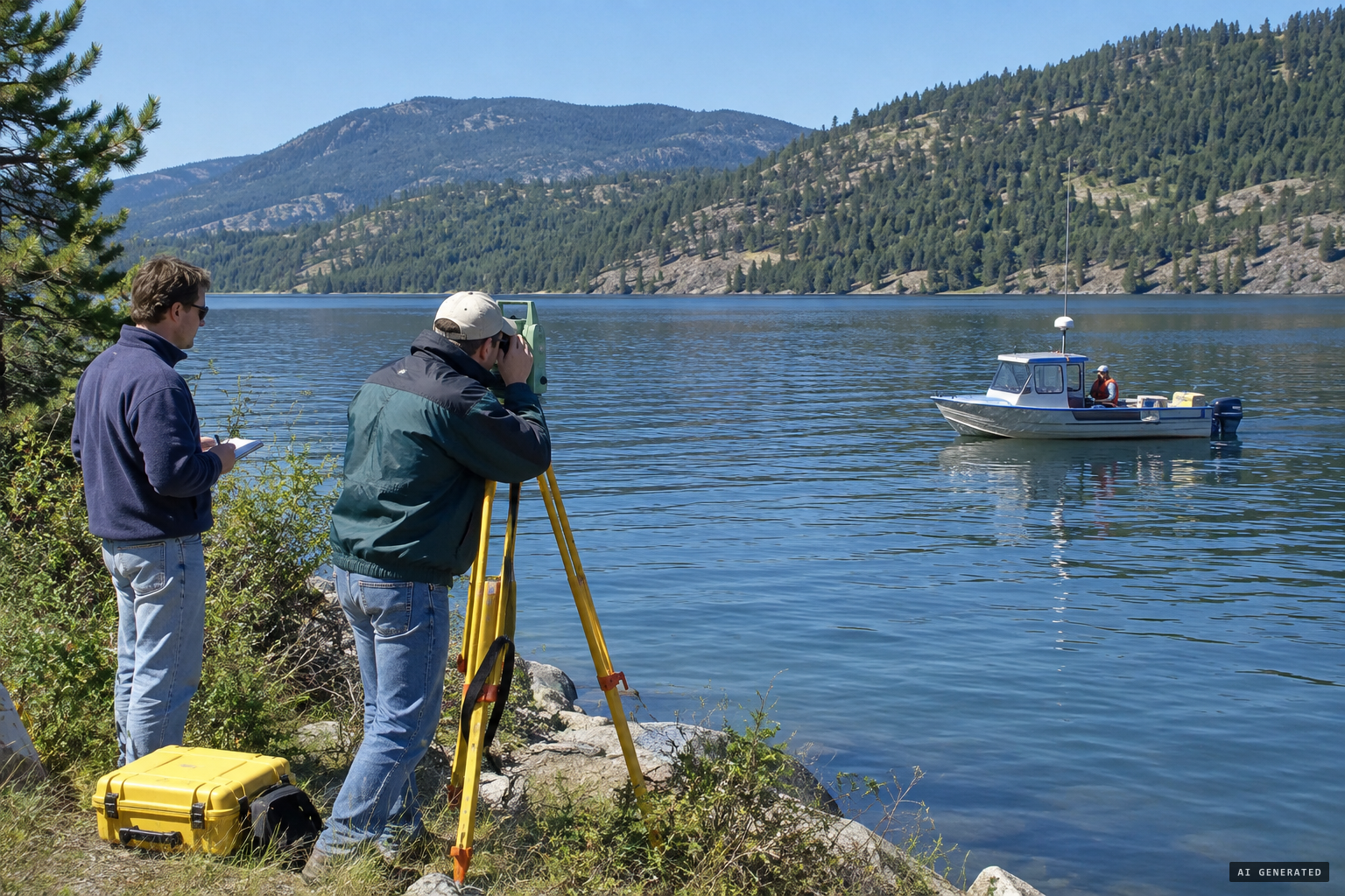 The Is It Real? team uses surveyor boats to measure the object's true distance