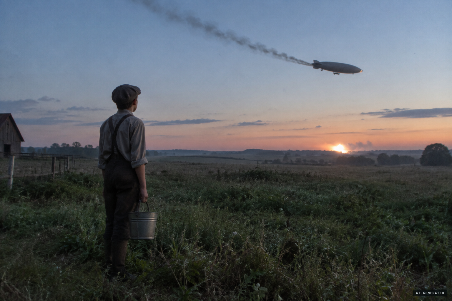 Charlie Stephens remembers an airship trailing smoke, then an explosion