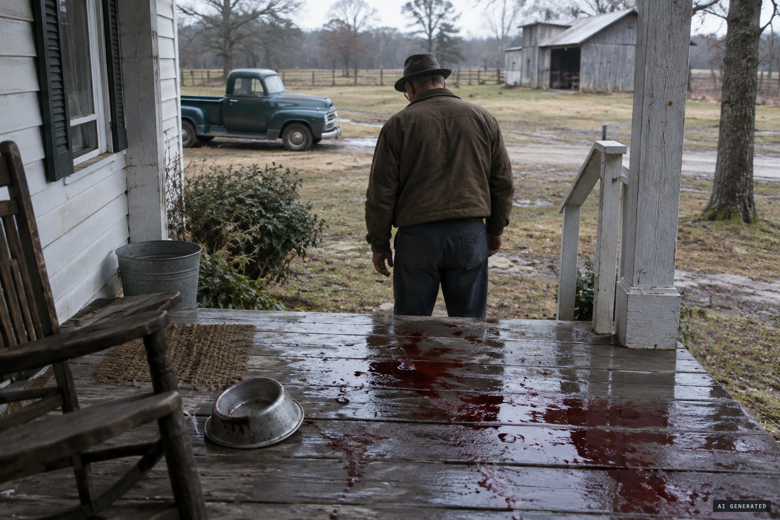 Blood all over Johnny Vause's porch after his dogs were killed