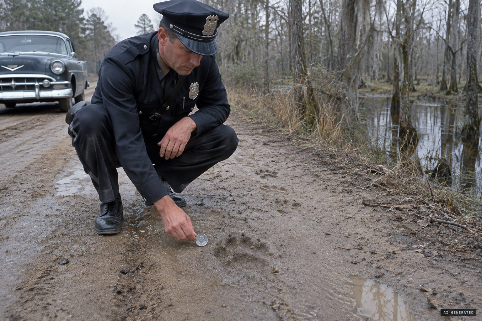 Police Chief Fores measures prints 'bigger than a silver dollar'
