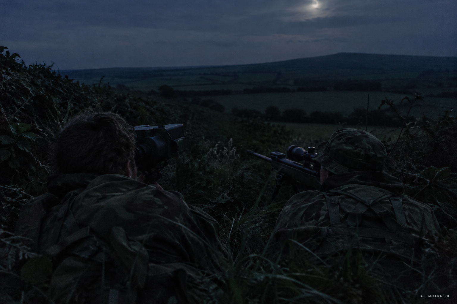 Operation Beastie: the snipers watch through night-vision equipment