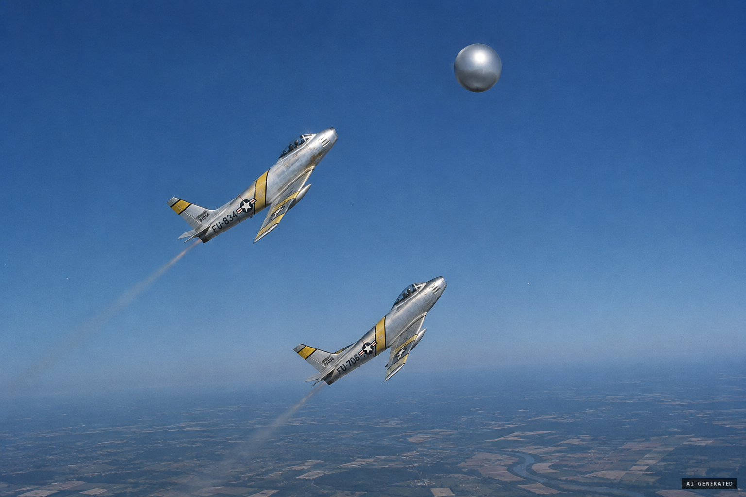 In Keyhoe's version, both pilots circle and climb to make sure the object is solid