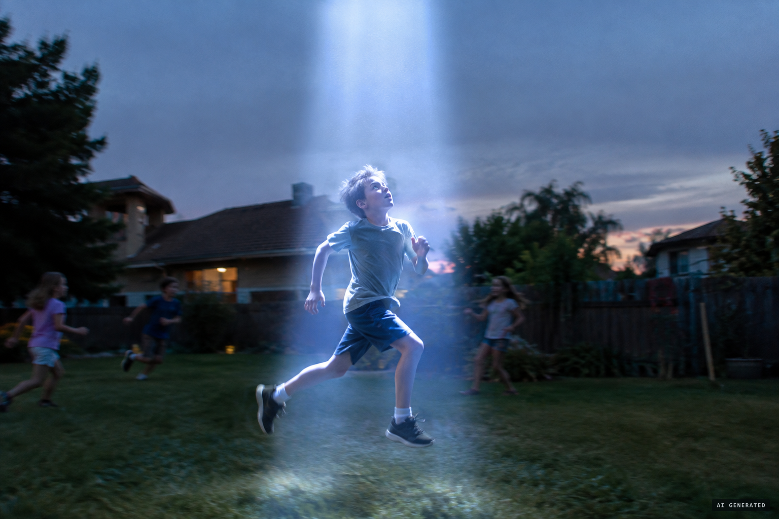 Tom Warner caught mid-run in a bluish-white beam