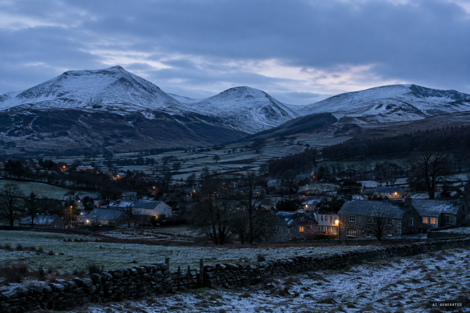 The Berwyn range above Llandrillo and Llandderfel, January 1974