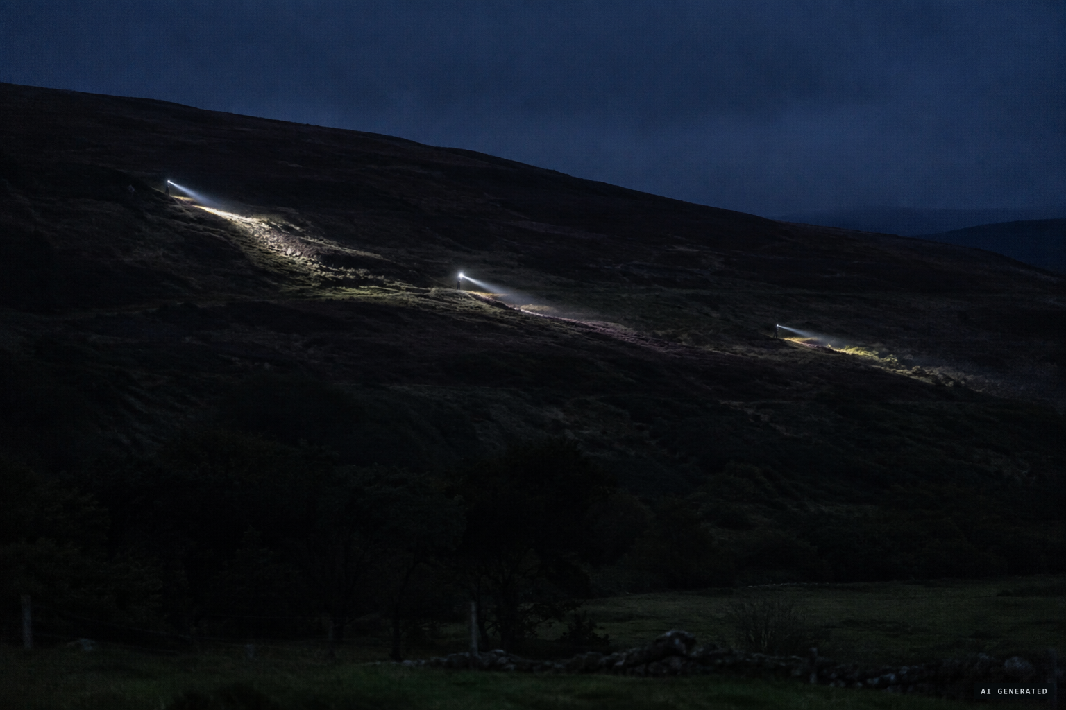 Poachers lamping on the hillside