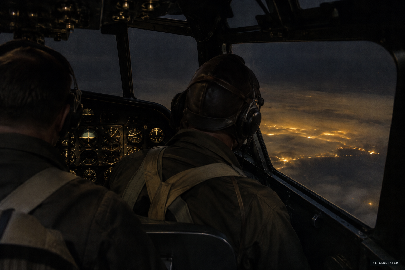 Kingdon and Bethune watch a glow beneath the clouds, like the lights of a city