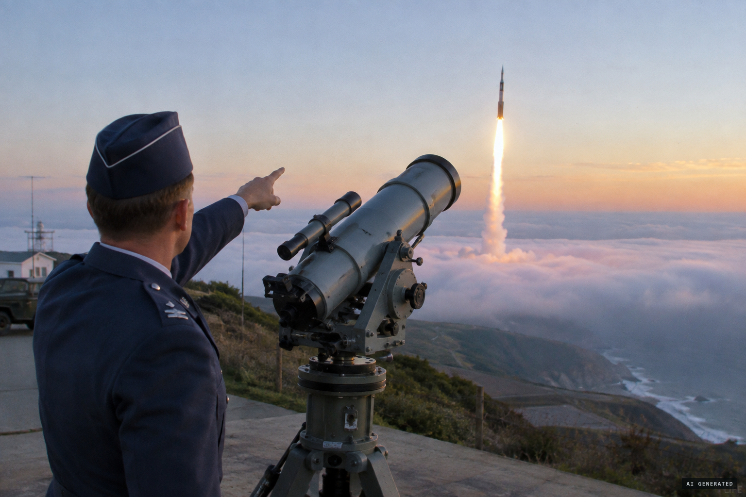 Just before sunup, the Atlas clears the coastal fog