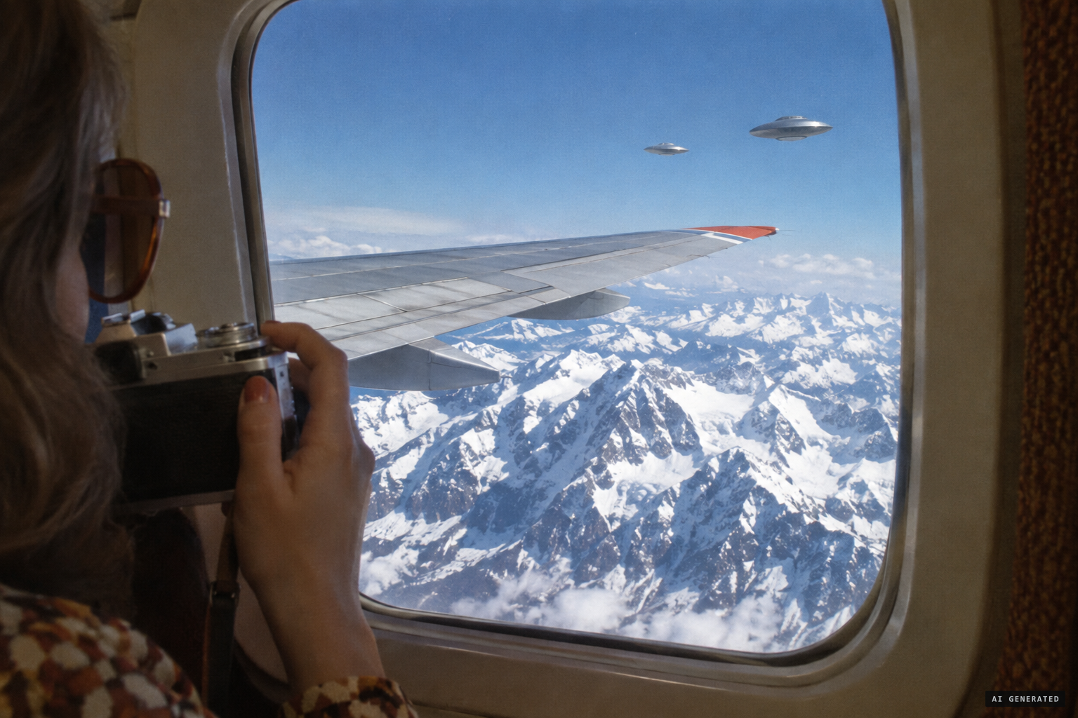20 June 1976: Olga Walder photographs two discs from an aeroplane over the Alps