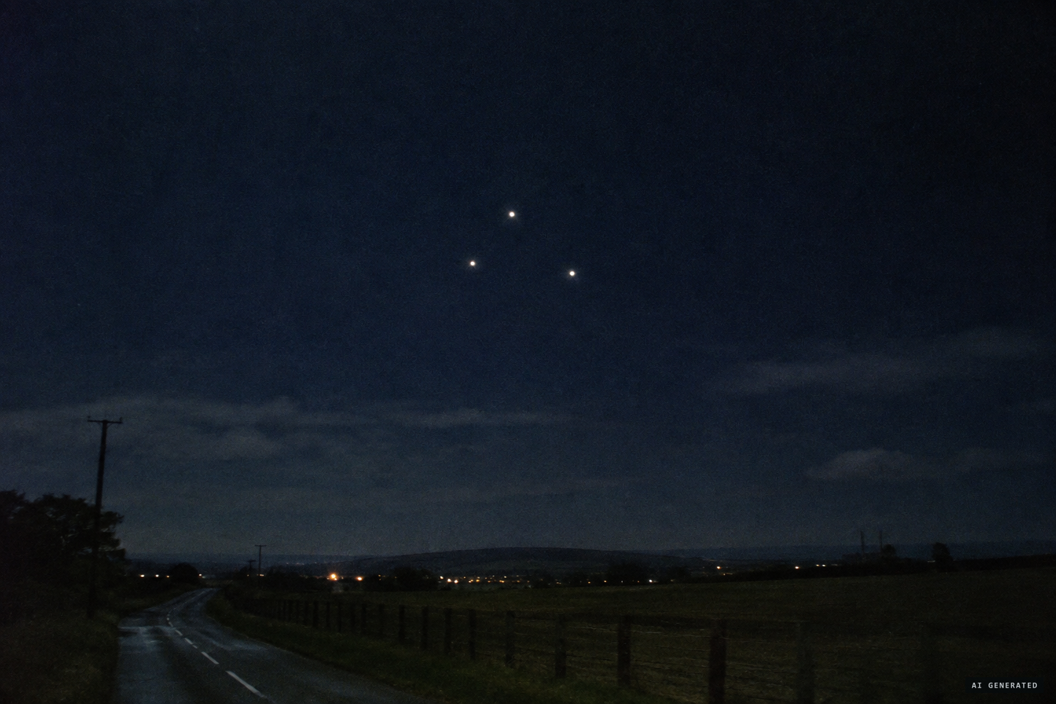 Another telling: lights that seemed to move and form a triangle