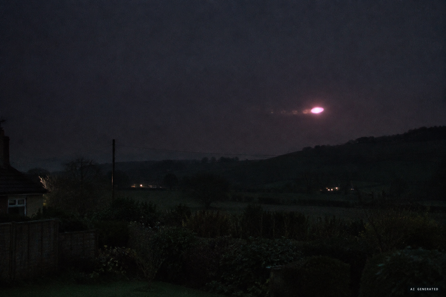The object moves to the right, light pulsing from its left side