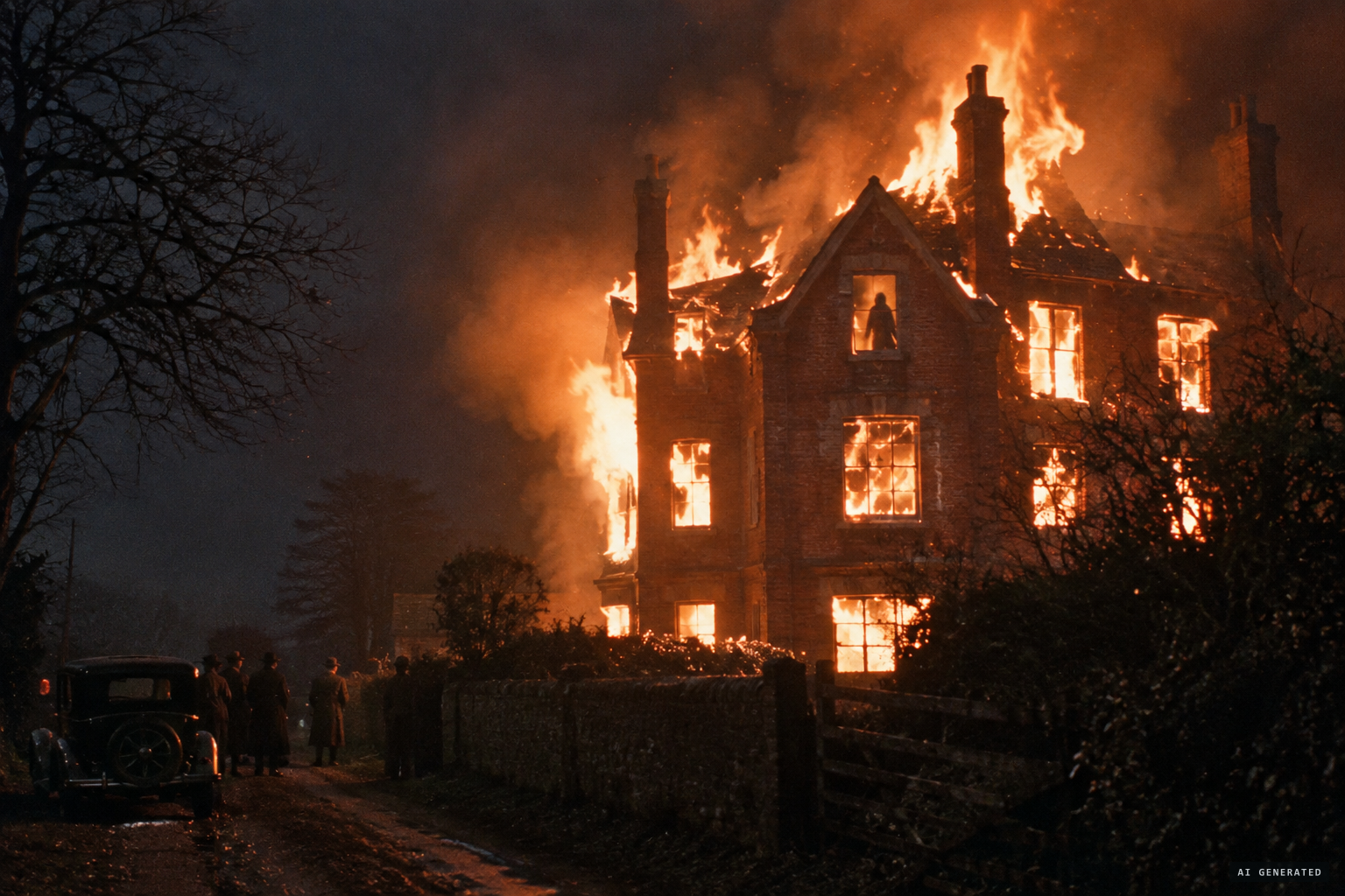 The rectory burns, and a nun is said to appear at a window