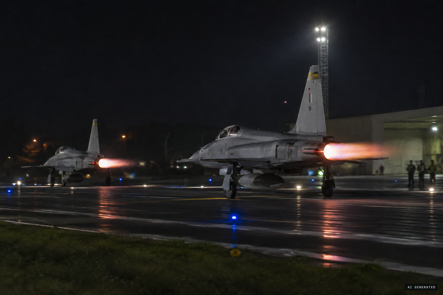 The Air Force scrambles F-5E fighters from Santa Cruz