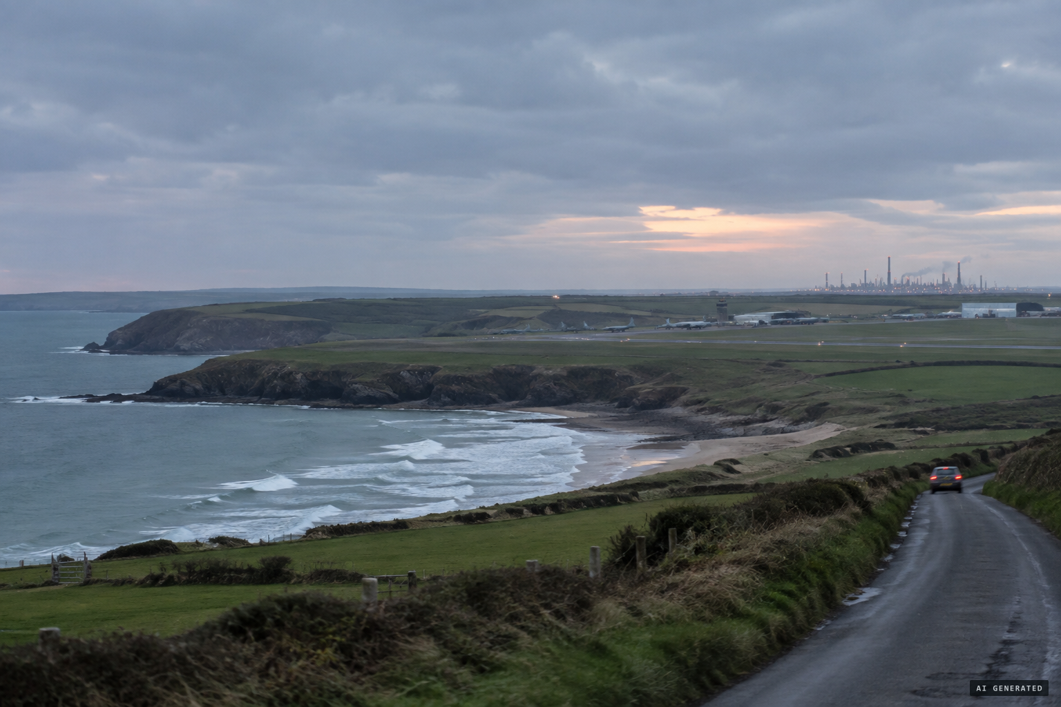 The coast around St Brides Bay, close to RAF Brawdy and the Milford Haven refineries