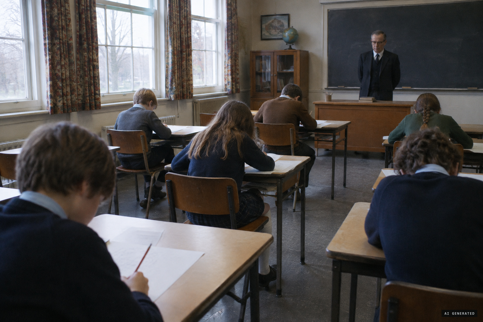 Monday 7 February: the headmaster has the children draw what they saw under exam conditions