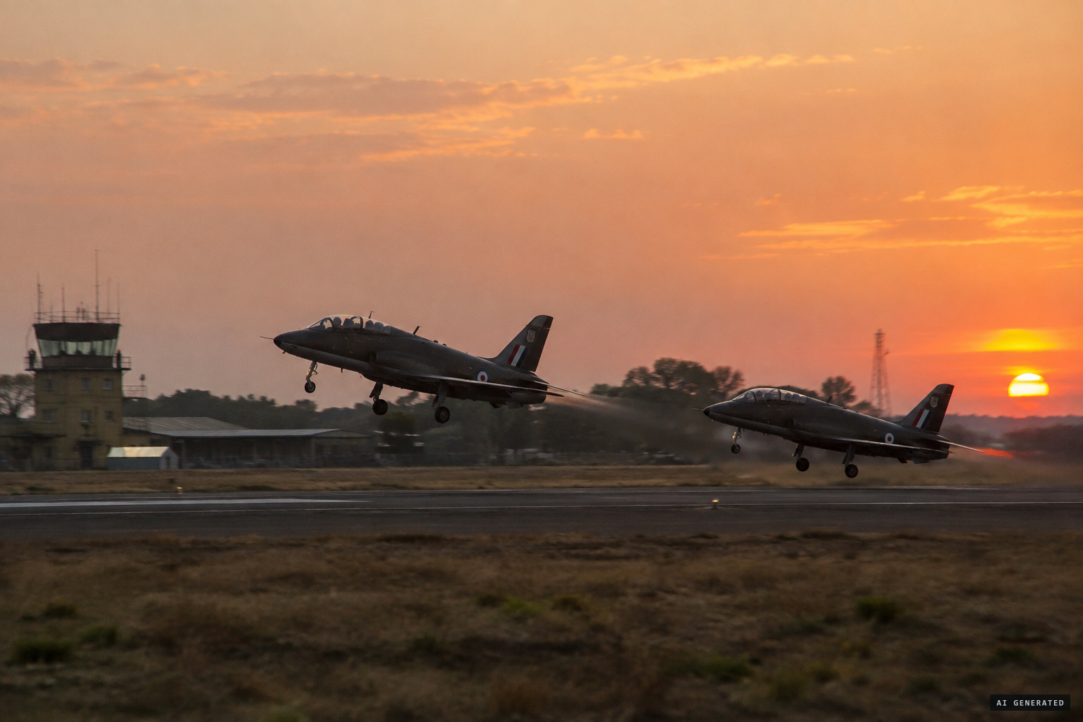 Two Hawk jets scrambled from Thornhill at a quarter to six