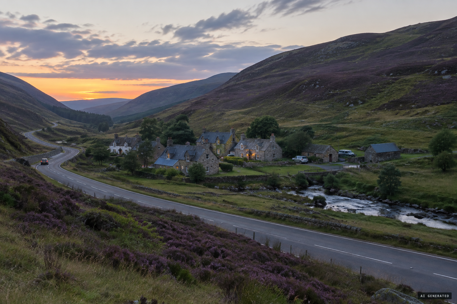The hamlet of Calvine near the A9 in Perth and Kinross