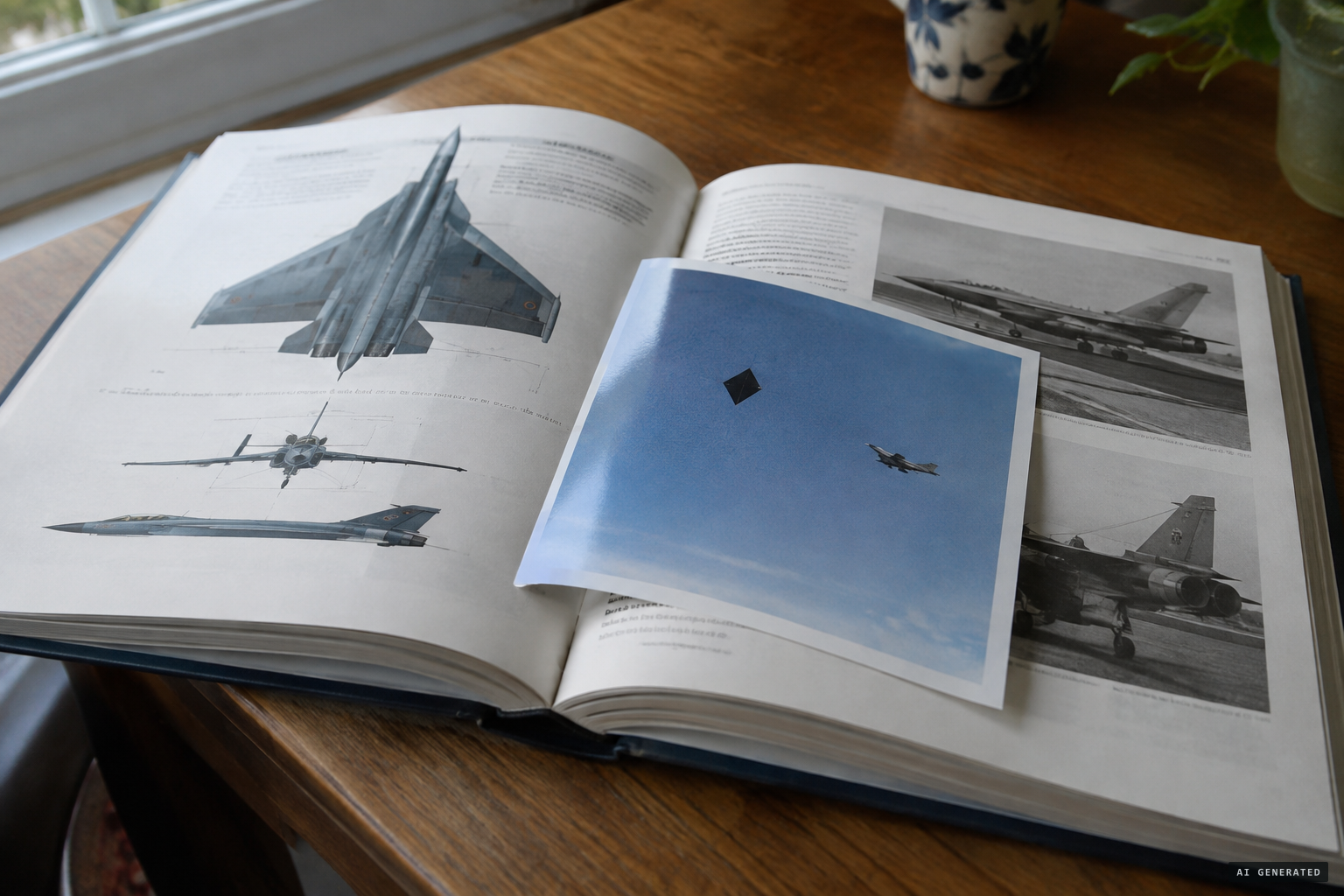 The one surviving print, kept inside a book on aircraft